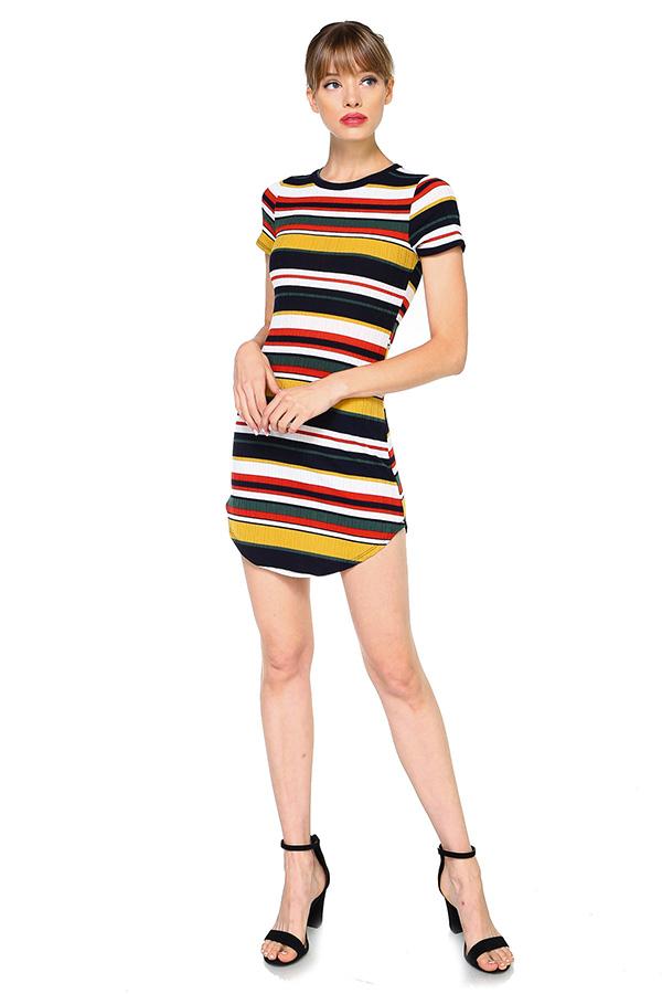 Multi Stripe Body Contour Dress