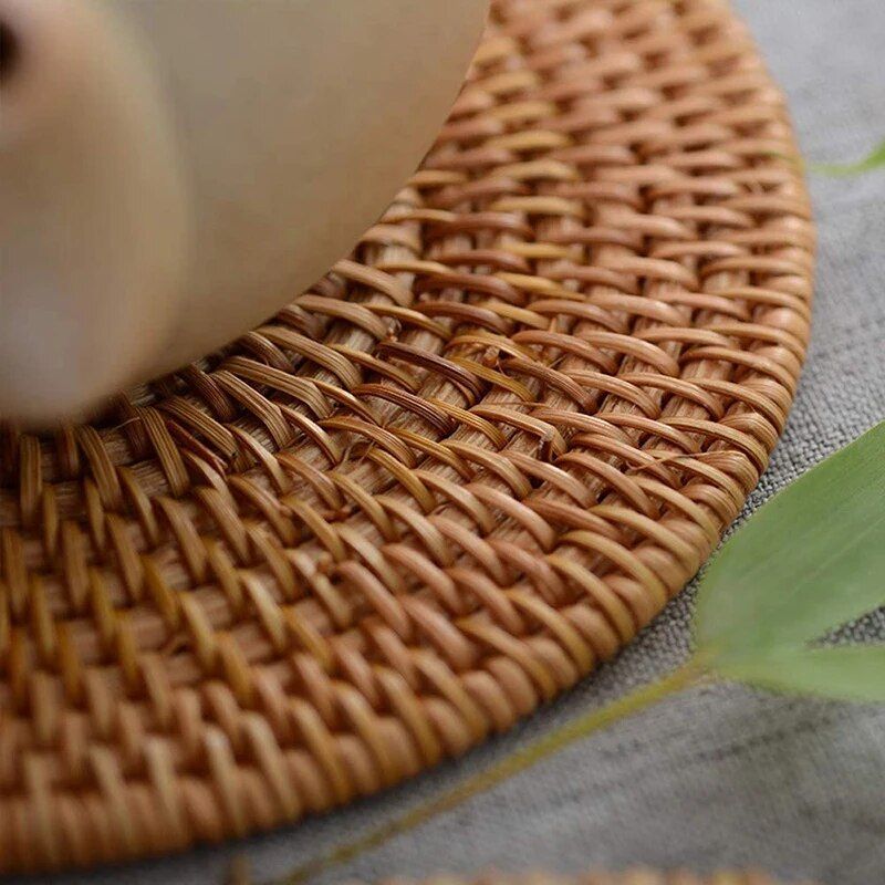 Hand-Woven Rattan Placemat - Eco-Friendly, Modern Oval Table Accessory