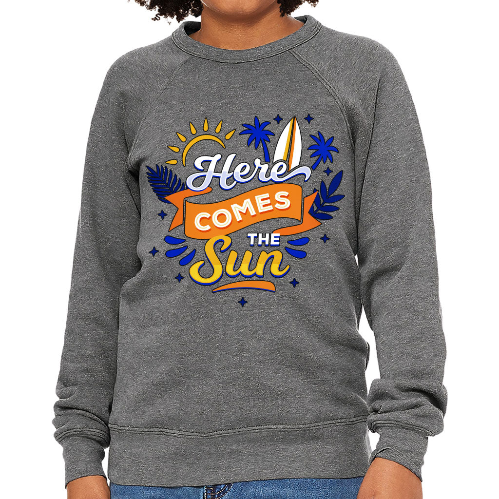 Here Comes the Sun Kids' Raglan Sweatshirt - Cute Sponge Fleece Sweatshirt - Themed Sweatshirt