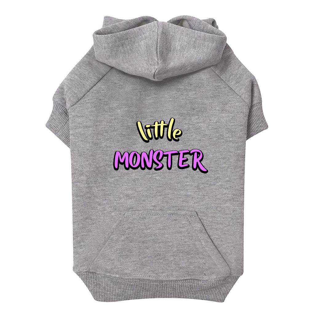 Little Monster Dog Hoodie with Pocket - Unique Dog Coat - Word Print Dog Clothing