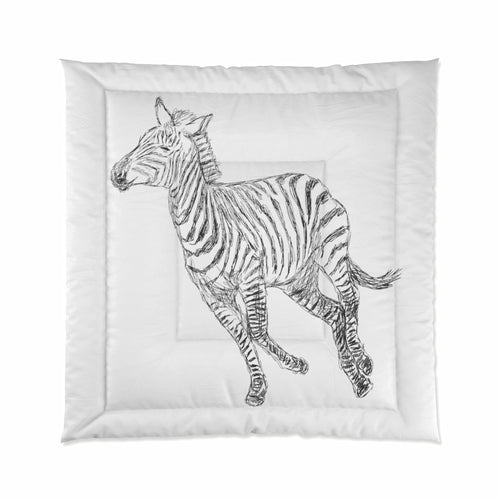 Home Decor, Comforter - King/Queen/Twin, Galloping Zebra Line Art