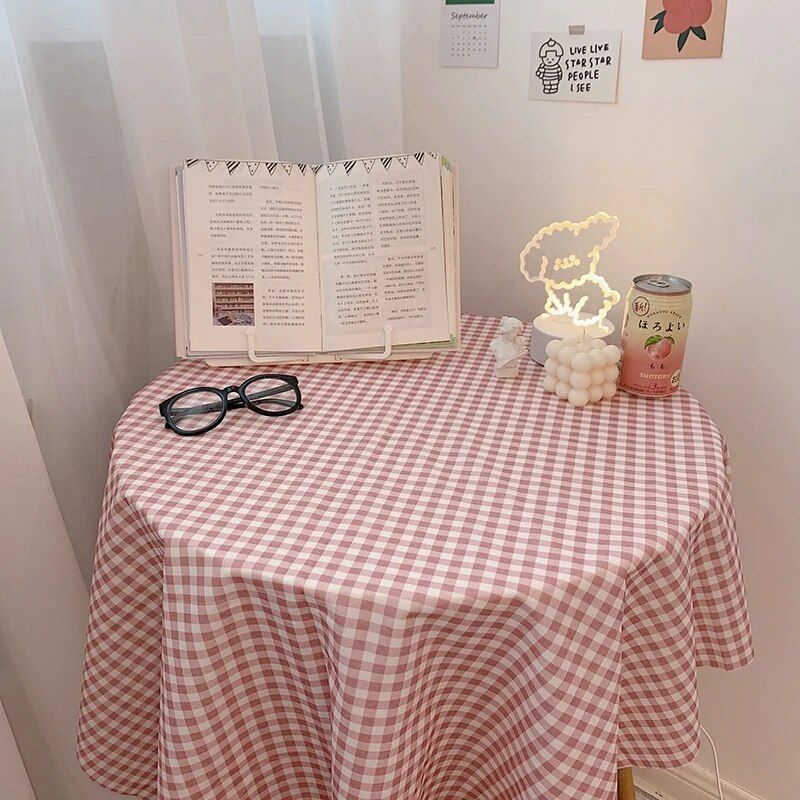 Elegant Korean-Style Plaid Tablecloth