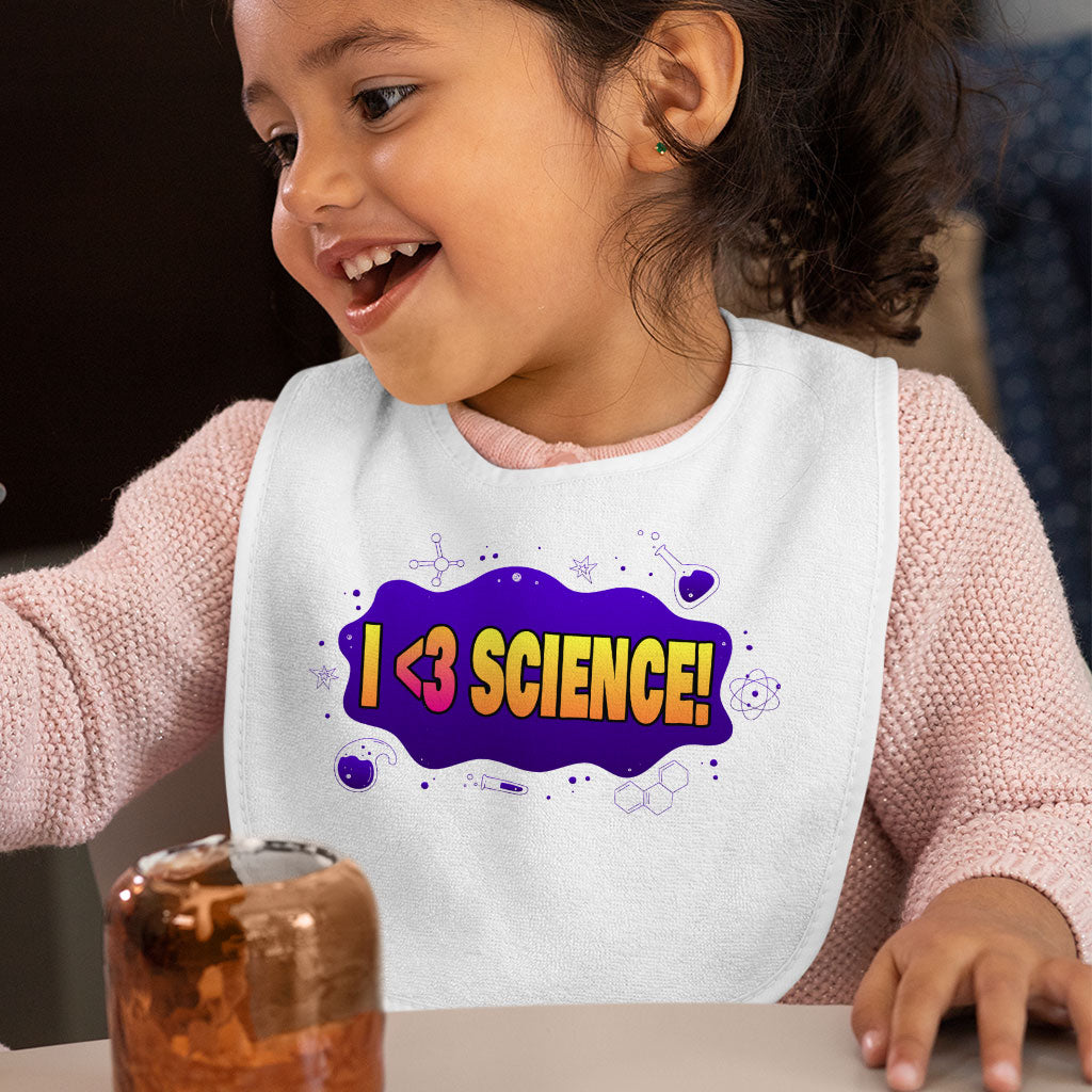 I Love Science Baby Bibs - Graphic Baby Feeding Bibs - Cool Bibs for Eating