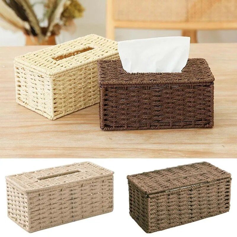 Elegant Rattan Tissue Box - Vintage Style Napkin Holder for Home and Office Decor