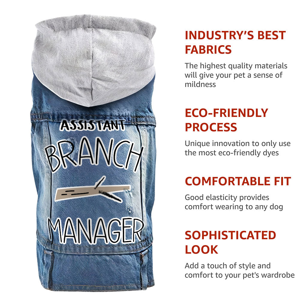 Assistant Branch Manager Dog Denim Jacket - Minimalist Dog Denim Coat - Print Dog Clothing