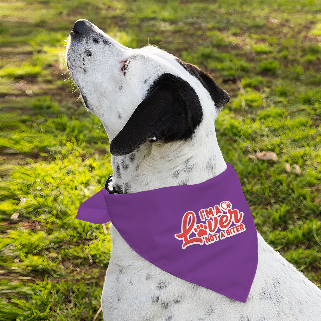 I'm a Lover Not a Biter Pet Bandana - Funny Dog Bandana - Phrase Pet Scarf