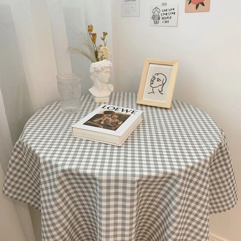 Elegant Korean-Style Plaid Tablecloth