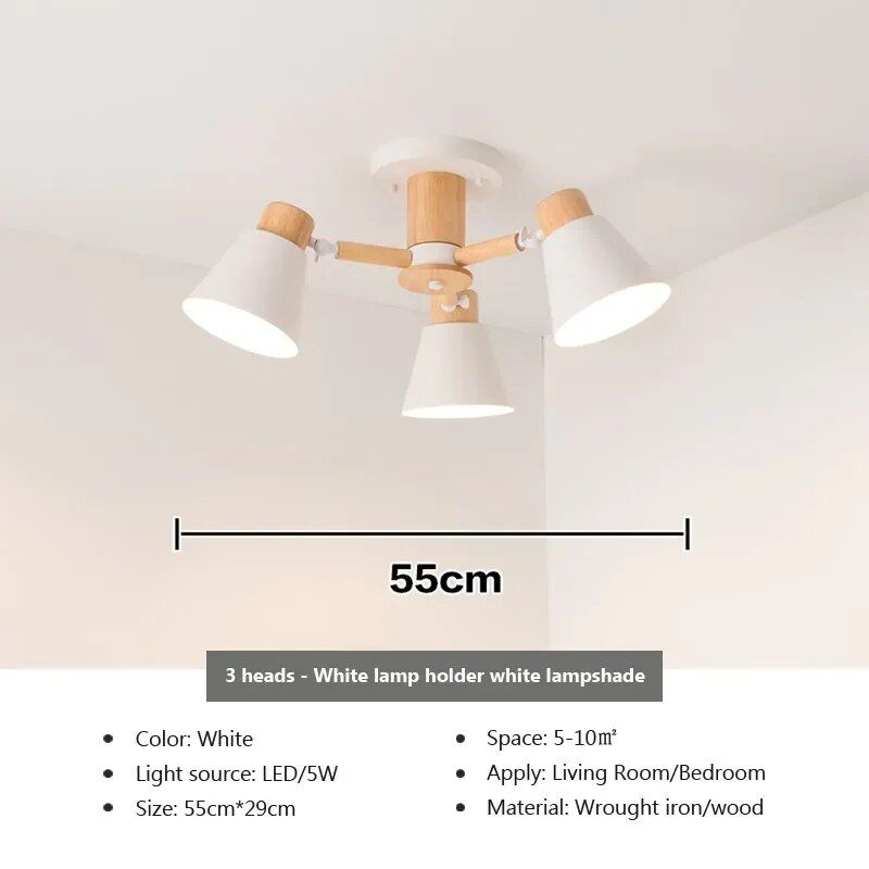 Modern Nordic Solid Wood LED Ceiling Chandelier for Diverse Settings