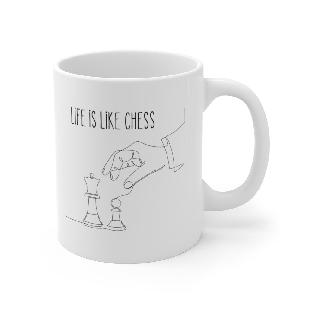 Life Is Like Chess for Chess Fanatics Ceramic Mug 11oz | Yellow Pandora