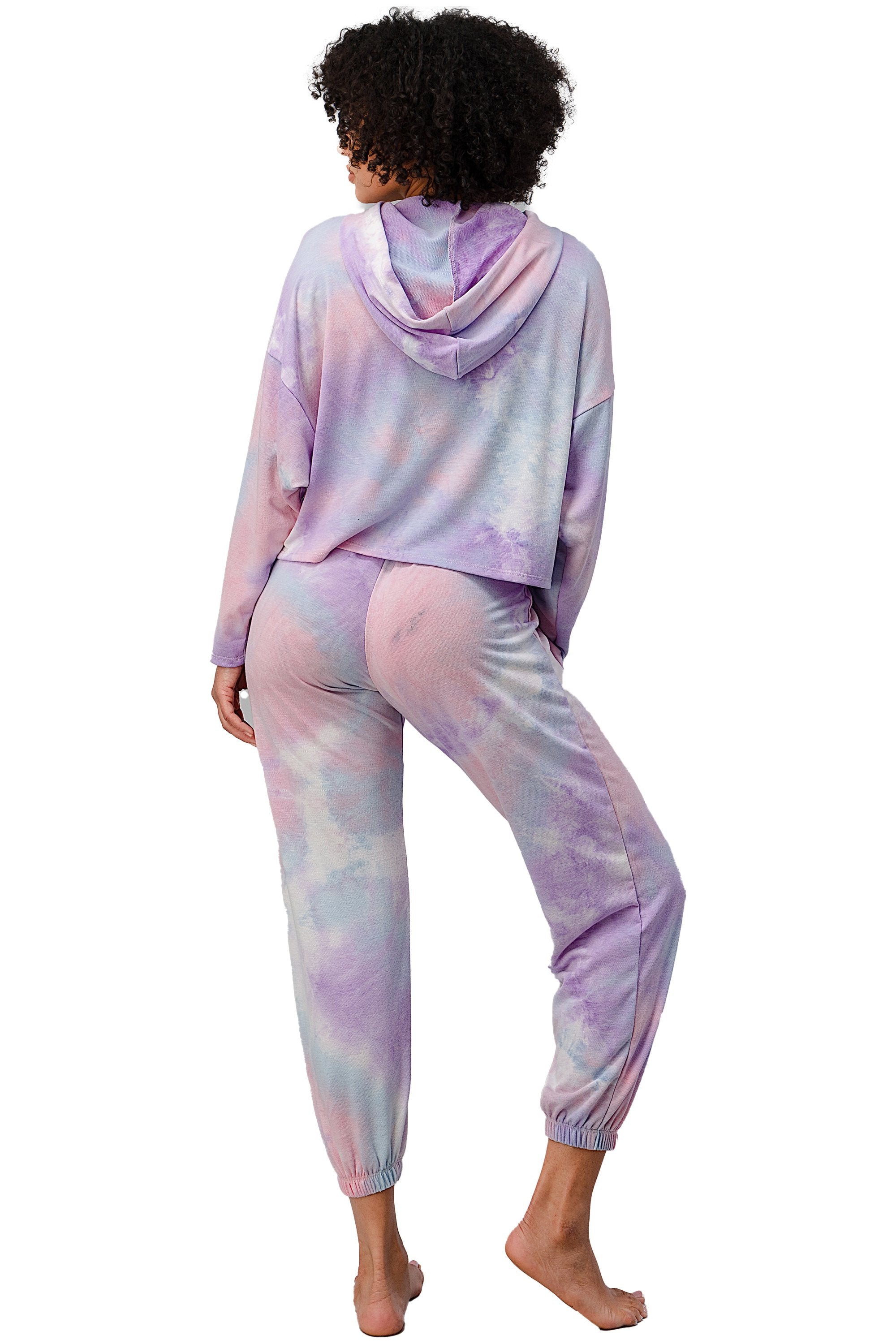 Tie Dye Hooded Sweat Shirts Jogger Lounge Wear Set