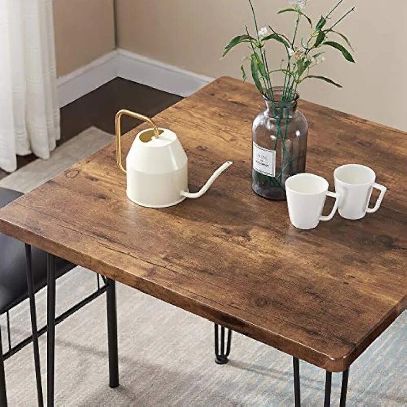 Compact 3-Piece Square Dining Set with PU Cushion Chairs