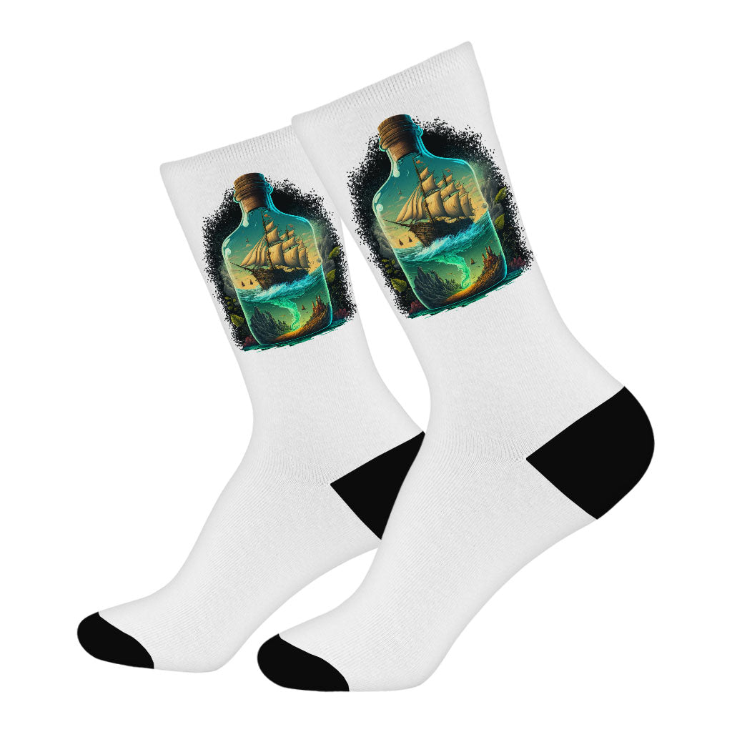 Ship Socks - Cool Graphic Novelty Socks - Best Design Crew Socks