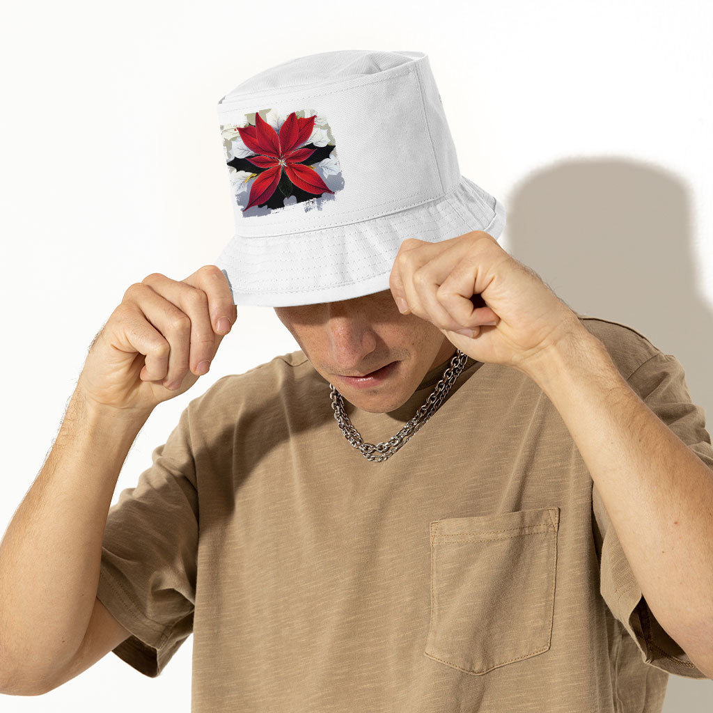 Flower Design Bucket Hat - Printed Hat - Themed Bucket Hat