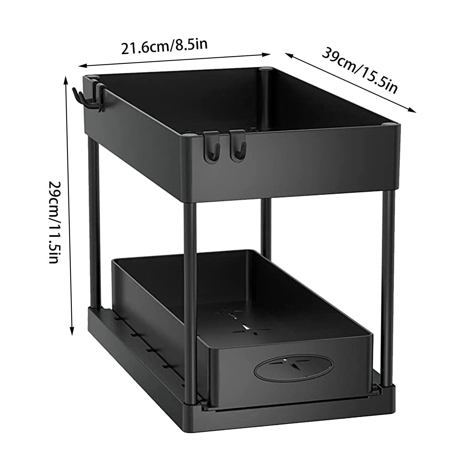 2-Tier Sliding Under-Sink Organizer - Multipurpose ABS Kitchen Storage Rack