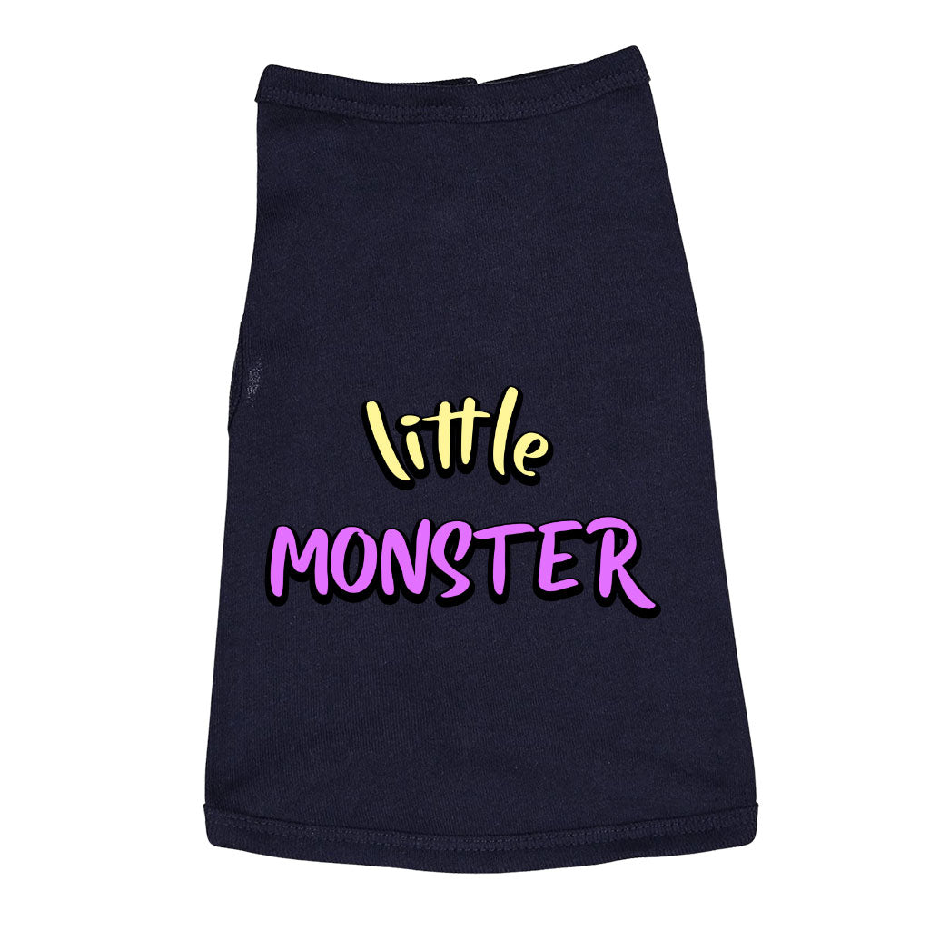 Little Monster Dog Sleeveless Shirt - Unique Dog Shirt - Word Print Dog Clothing