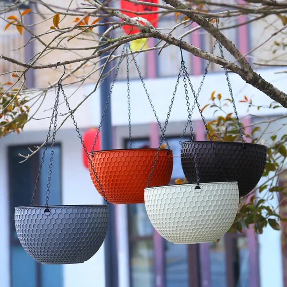 Honeycomb-Inspired Resin Hanging Flower Basket: Self-Watering, Eco-Friendly Design for Outdoor Gardens