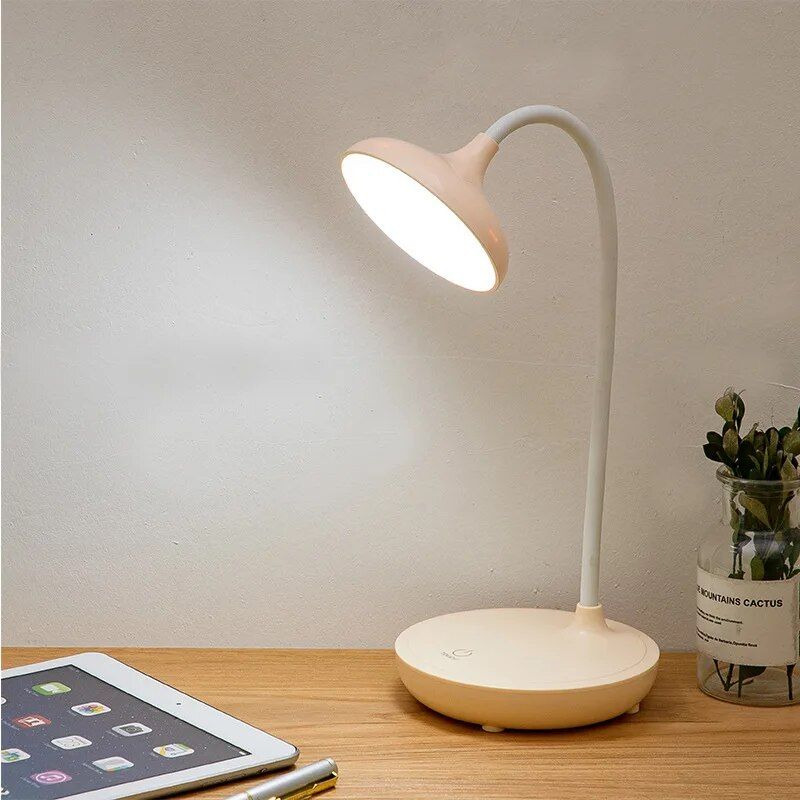 Adjustable LED Desk Lamp - Eye-Care Reading Light with Touch Control and Dimmable Features