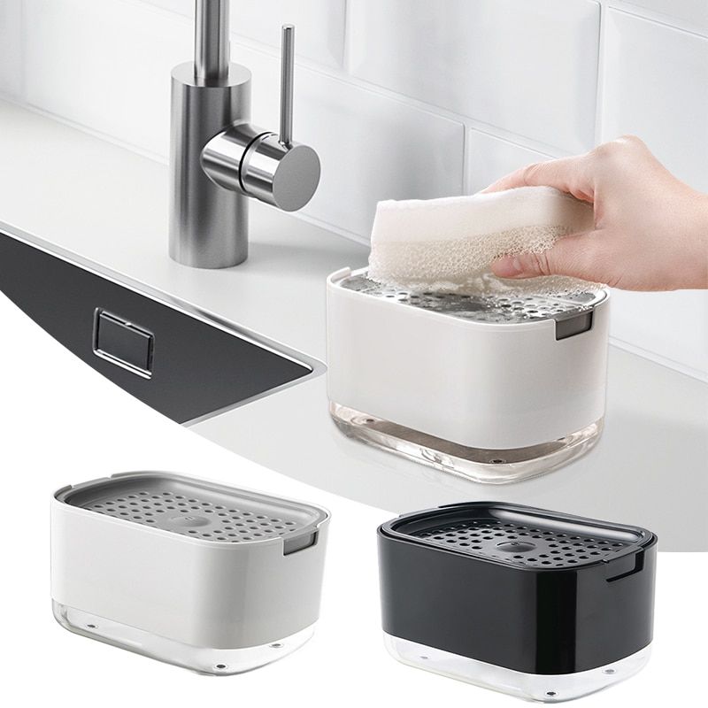 Eco-Friendly 2-in-1 Dish Soap Dispenser with Sponge Holder