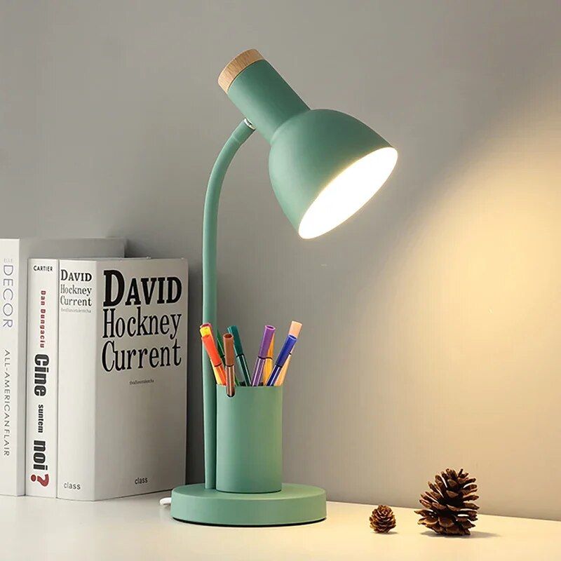 Contemporary Nordic Desk Lamp with Pen Holder - LED Office and Home Decor Light