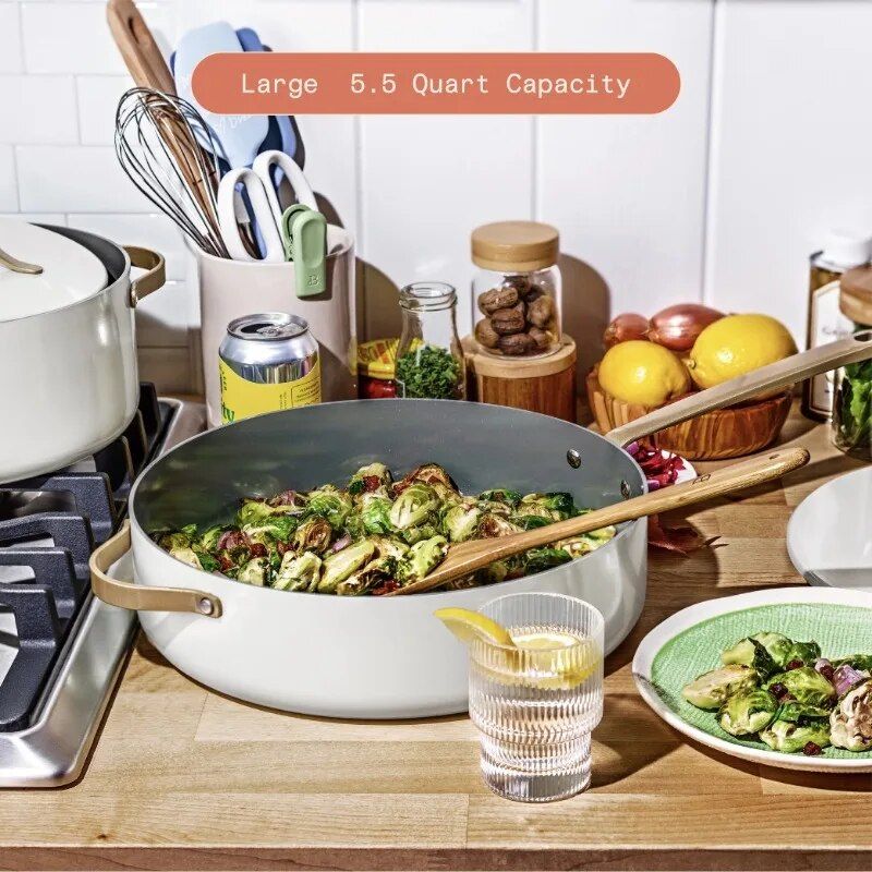 Elegant 5.5 Quart Ceramic Non-Stick Sauté Pan