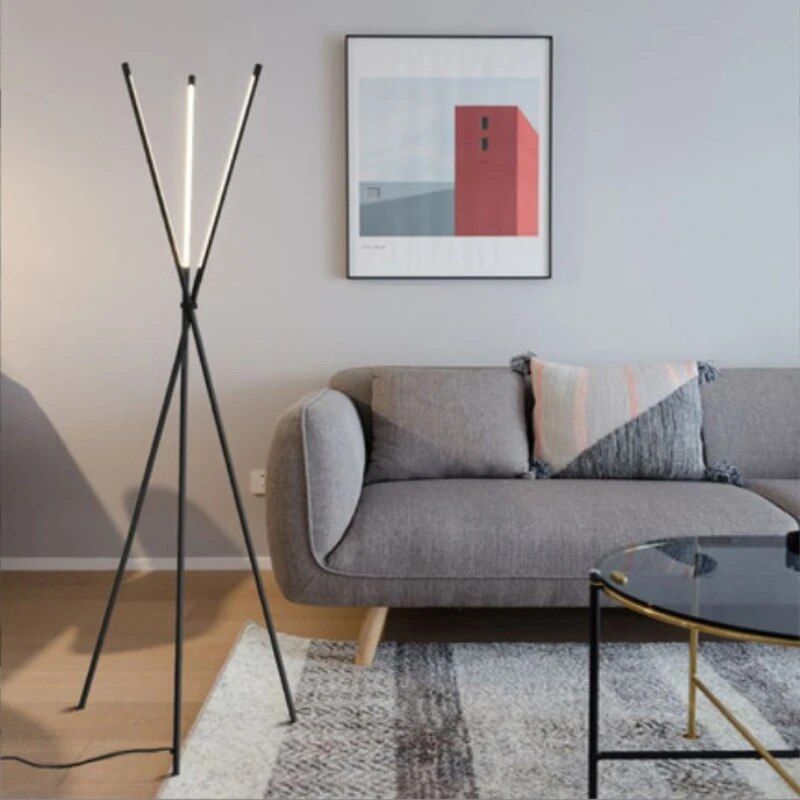 Modern Nordic LED Floor Lamp – Minimalist Aluminum 3-Prong Design for Elegant Home Lighting