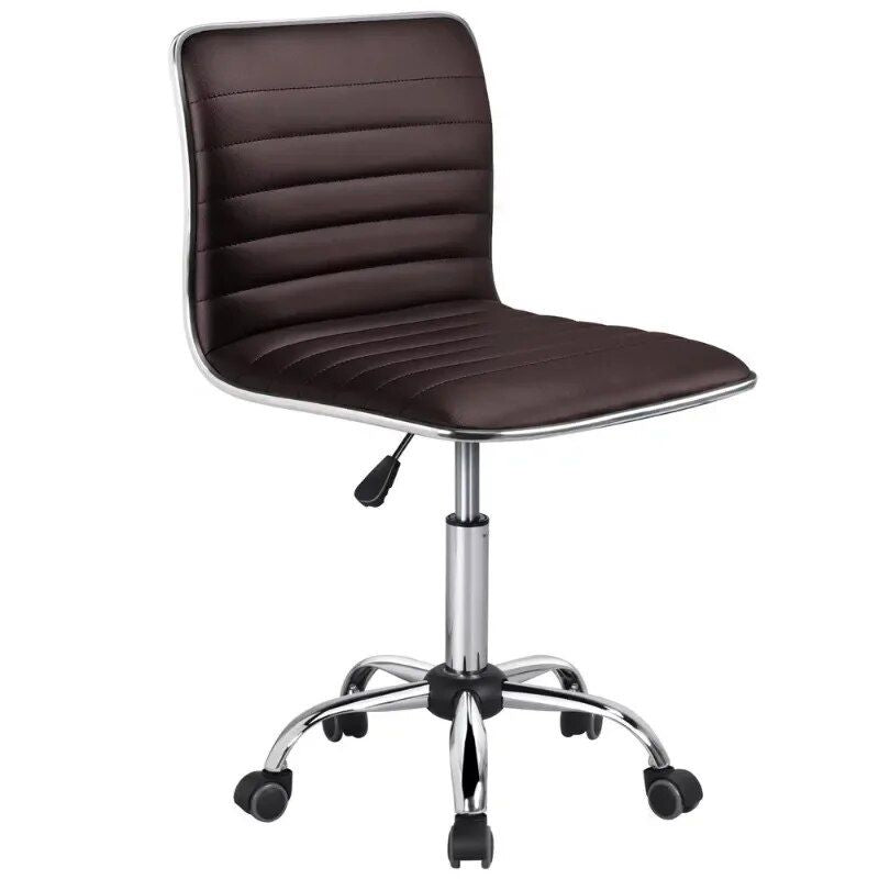 SMILE MART Modern Adjustable Armless Faux Leather Swivel Office Chair