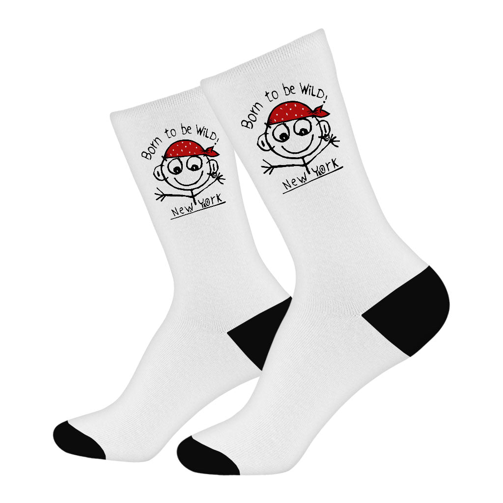 Funny New York Socks - Themed Novelty Socks - Graphic Crew Socks