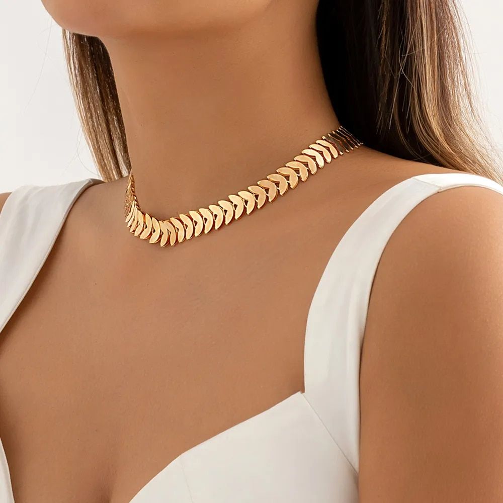 Gold Petal Choker Necklace