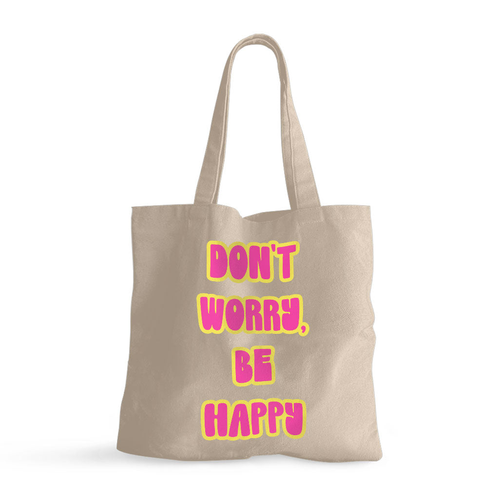 Don't Worry Be Happy Small Tote Bag - Cute Shopping Bag - Trendy Tote Bag