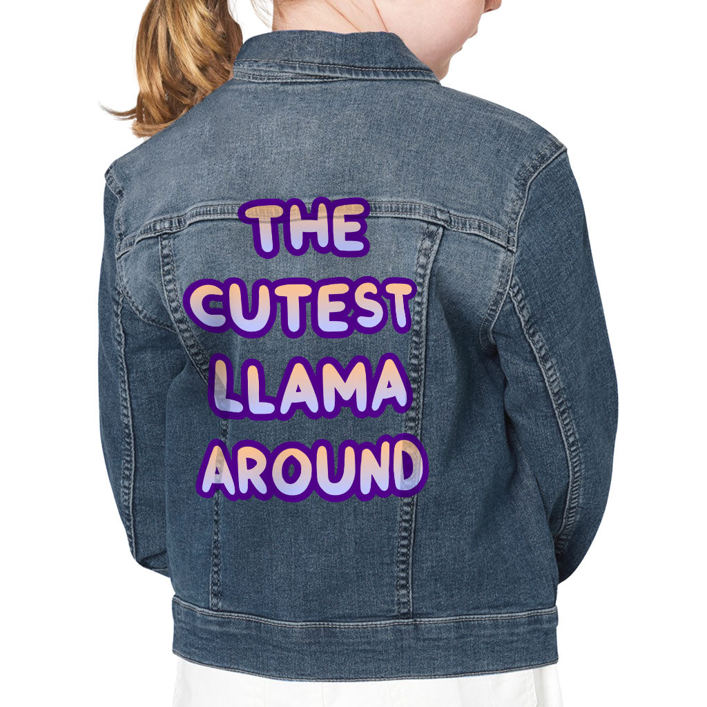 Cute Design Kids' Denim Jacket - Llama Jean Jacket - Graphic Denim Jacket for Kids