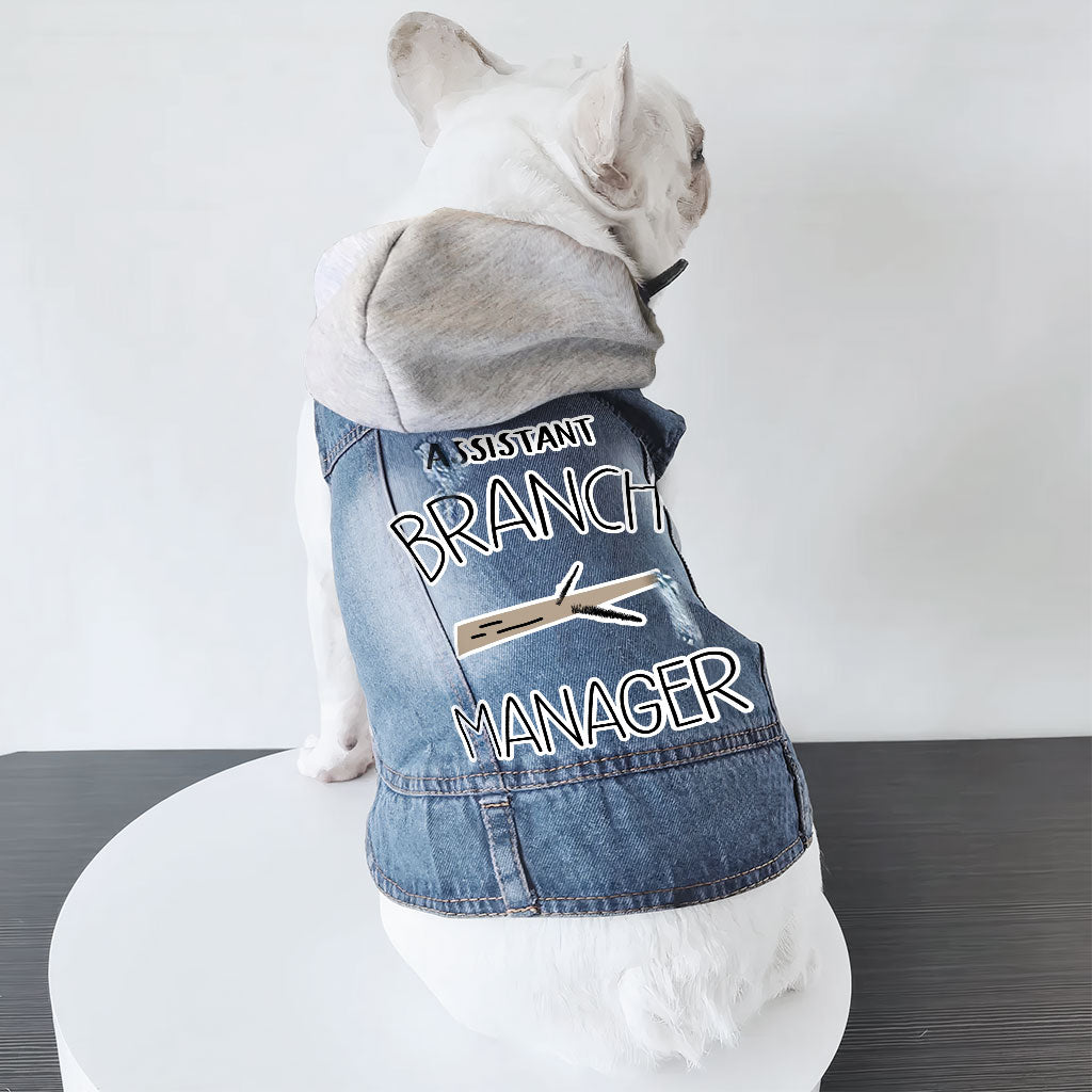 Assistant Branch Manager Dog Denim Jacket - Minimalist Dog Denim Coat - Print Dog Clothing