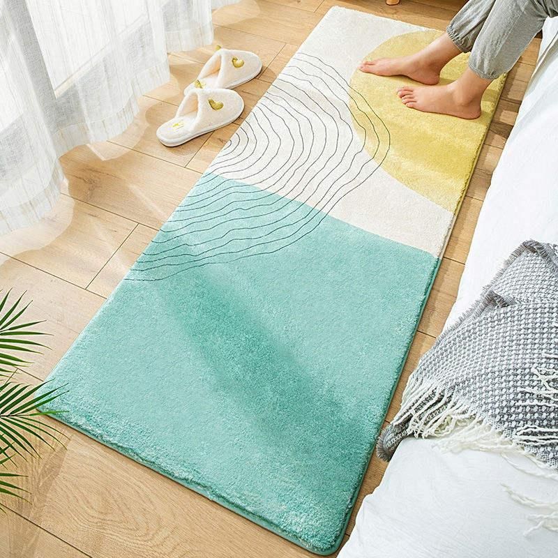 Luxurious Nordic-Inspired Fluffy Carpet with Tropical Plant Patterns