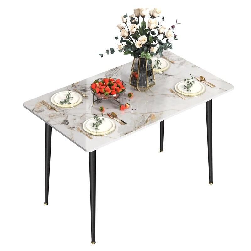 Modern Sintered Stone Dining Table with Metal Legs