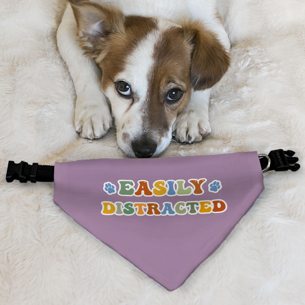 Easily Distracted Pet Bandana Collar - Themed Scarf Collar - Colorful Dog Bandana