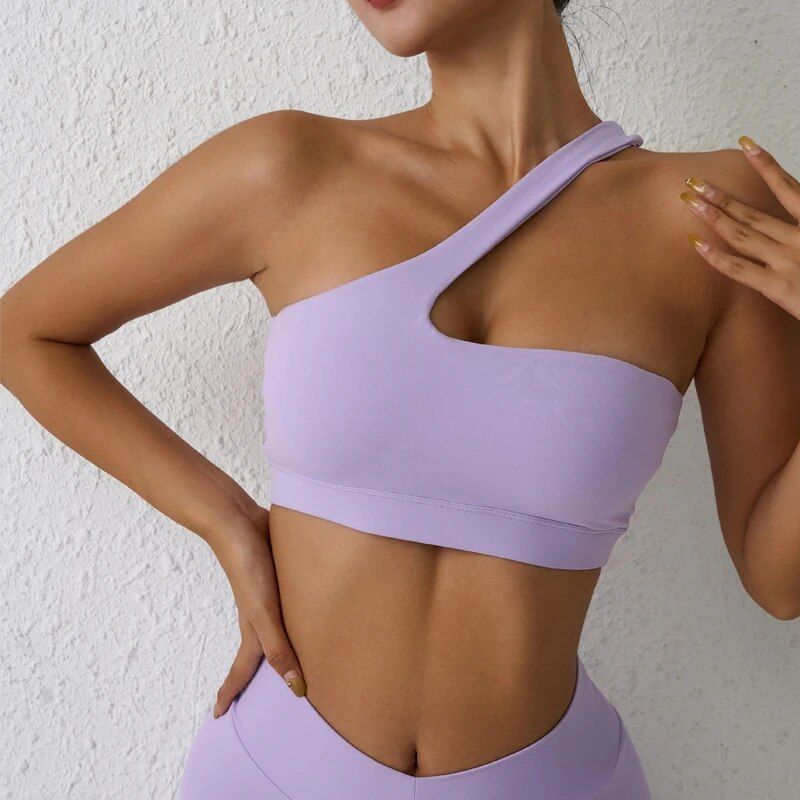 One-Shoulder High Stretch Sports Bra for Fitness & Yoga