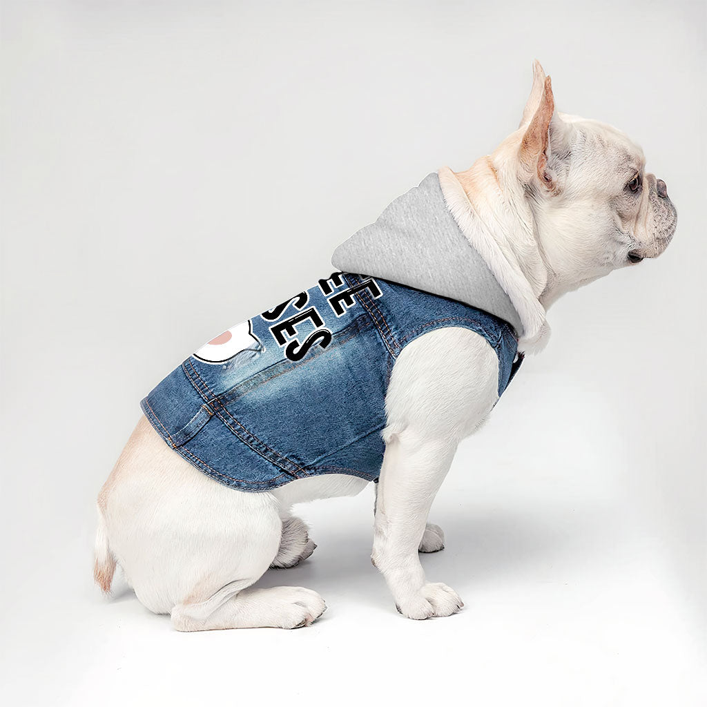 Free Kisses Dog Denim Jacket - Word Print Dog Denim Coat - Minimalist Dog Clothing