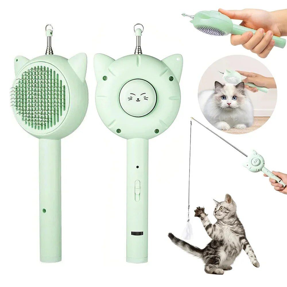 5-in-1 Multi-Function Cat Grooming & Play Brush with USB Charging