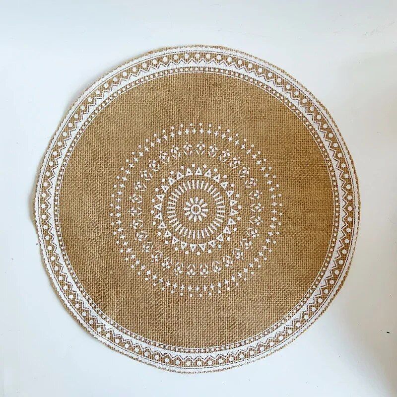 Chic Bohemian 15" Jute Placemat with Pompom Tassel - Eco-Friendly Table Decor