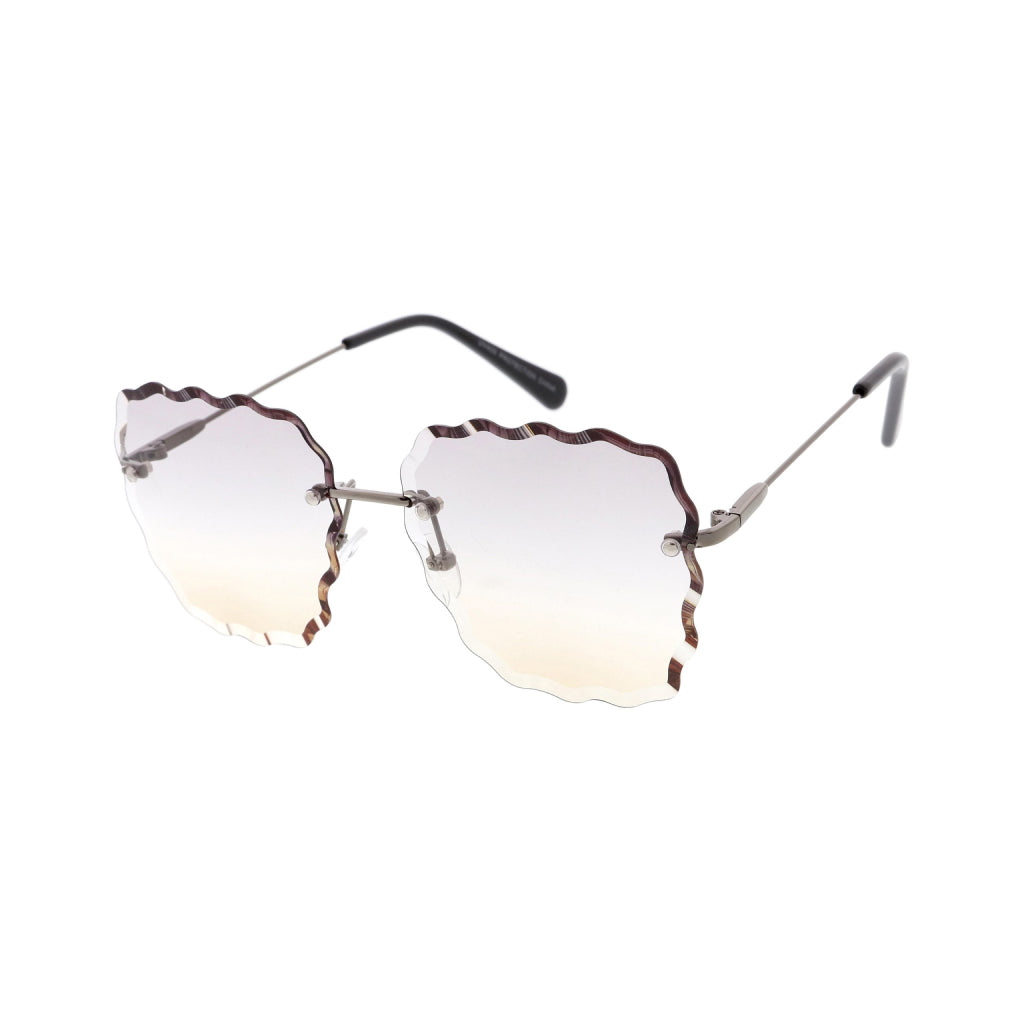 Women’s Gunmetal & Light Smoke Scalloped-Gem Sunglasses