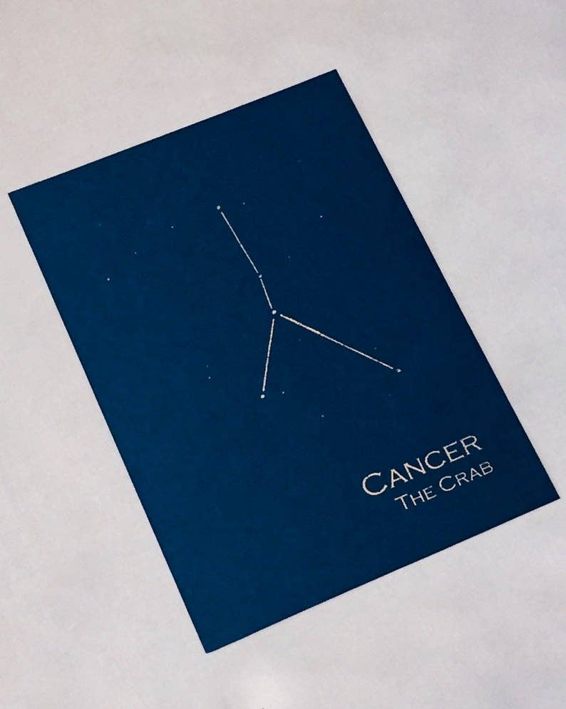 Cancer Constellation Zodiac Art Print | White Grapevine