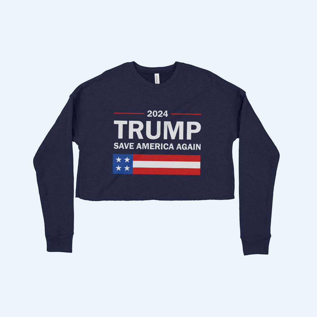 Women's Cropped Fleece Trump Sweatshirt - Donald Trump Sweatshirt