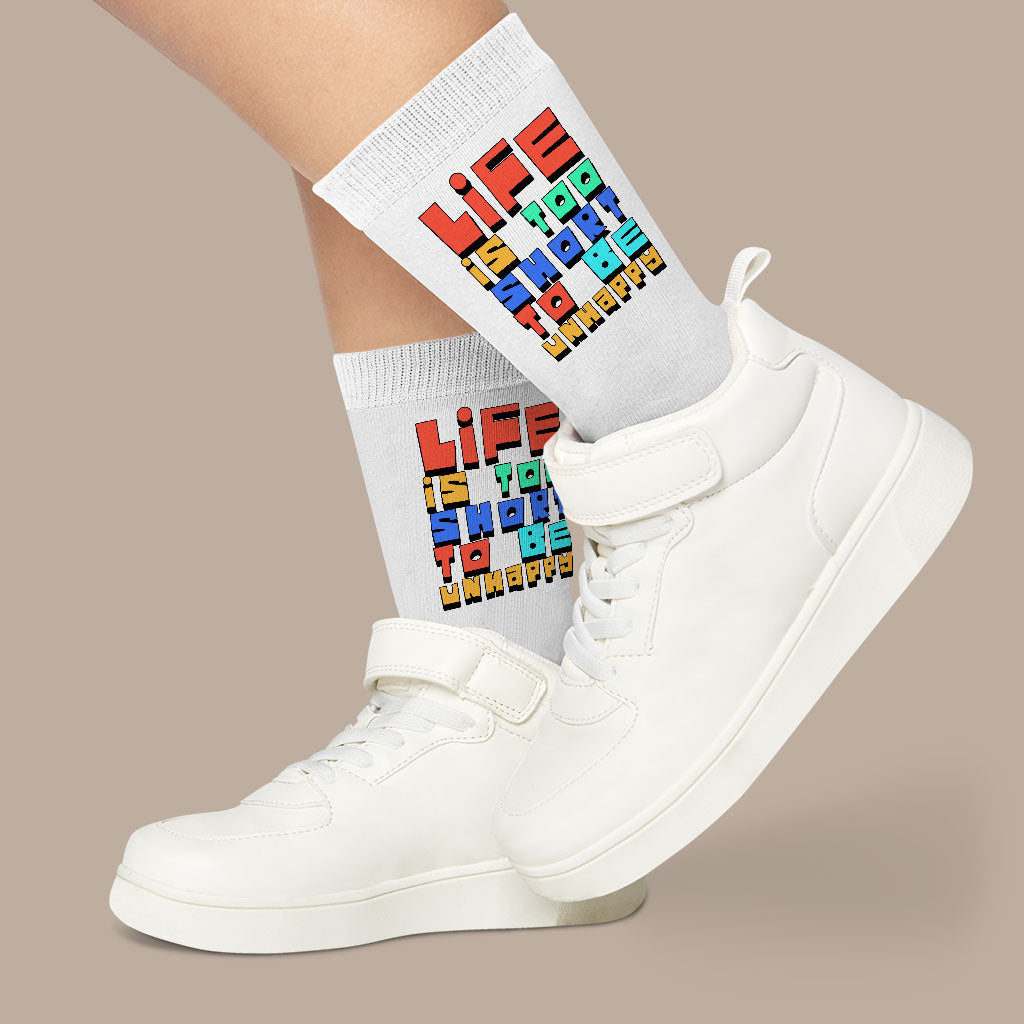 Life is Too Short Socks - Cool Novelty Socks - Best Design Crew Socks