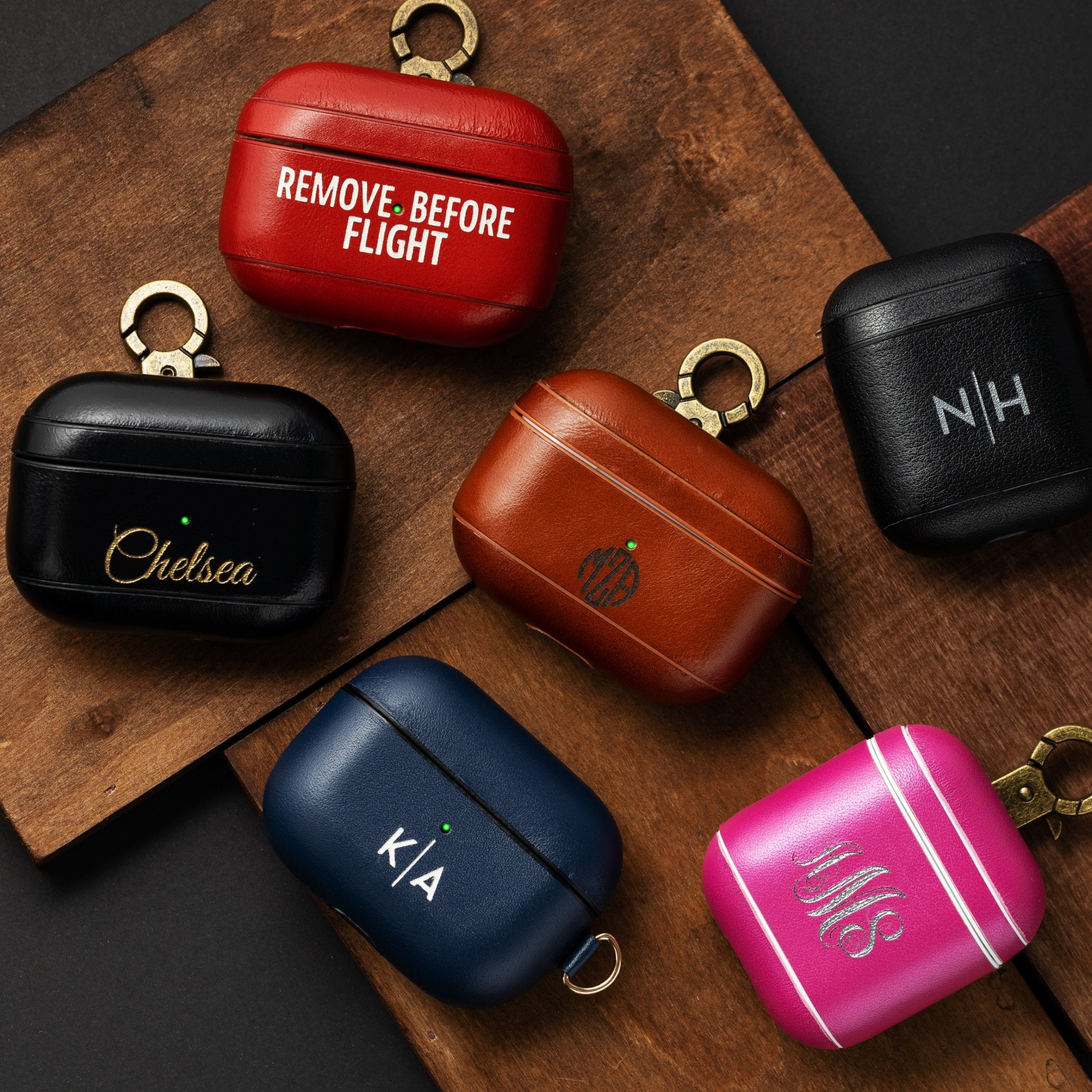 AirPods Pro Case Personalized Customized Leather Split Monogram Name