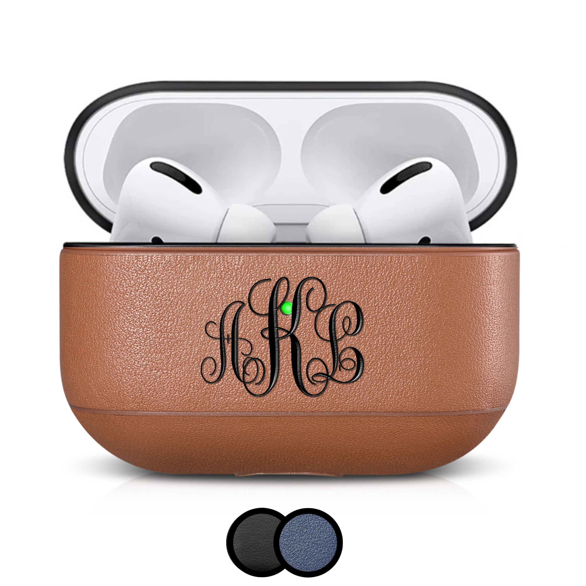 Custom AirPods Pro Vegan Nappa Leather Case | Black Brown Navy Blue