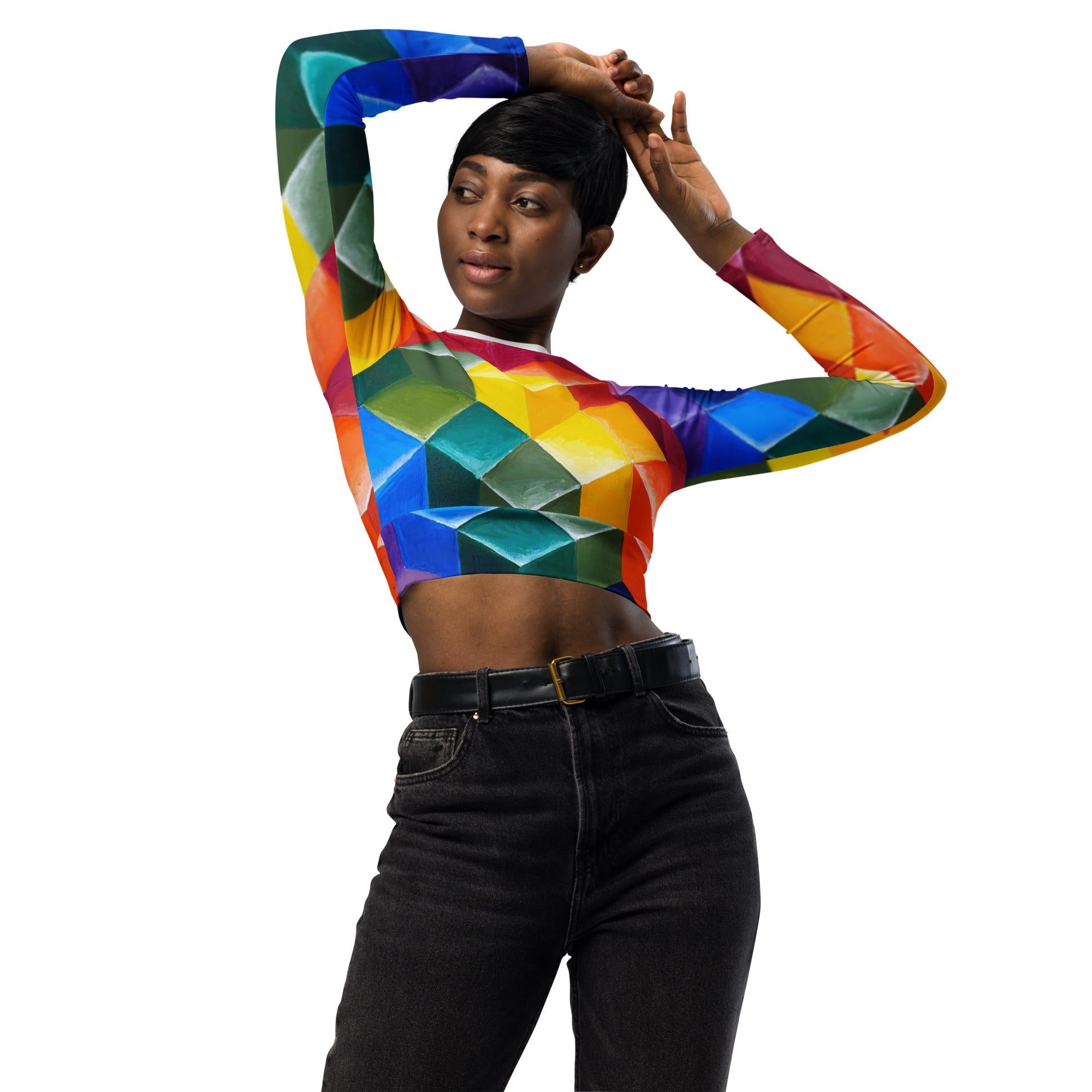 Recycled long-sleeve crop top