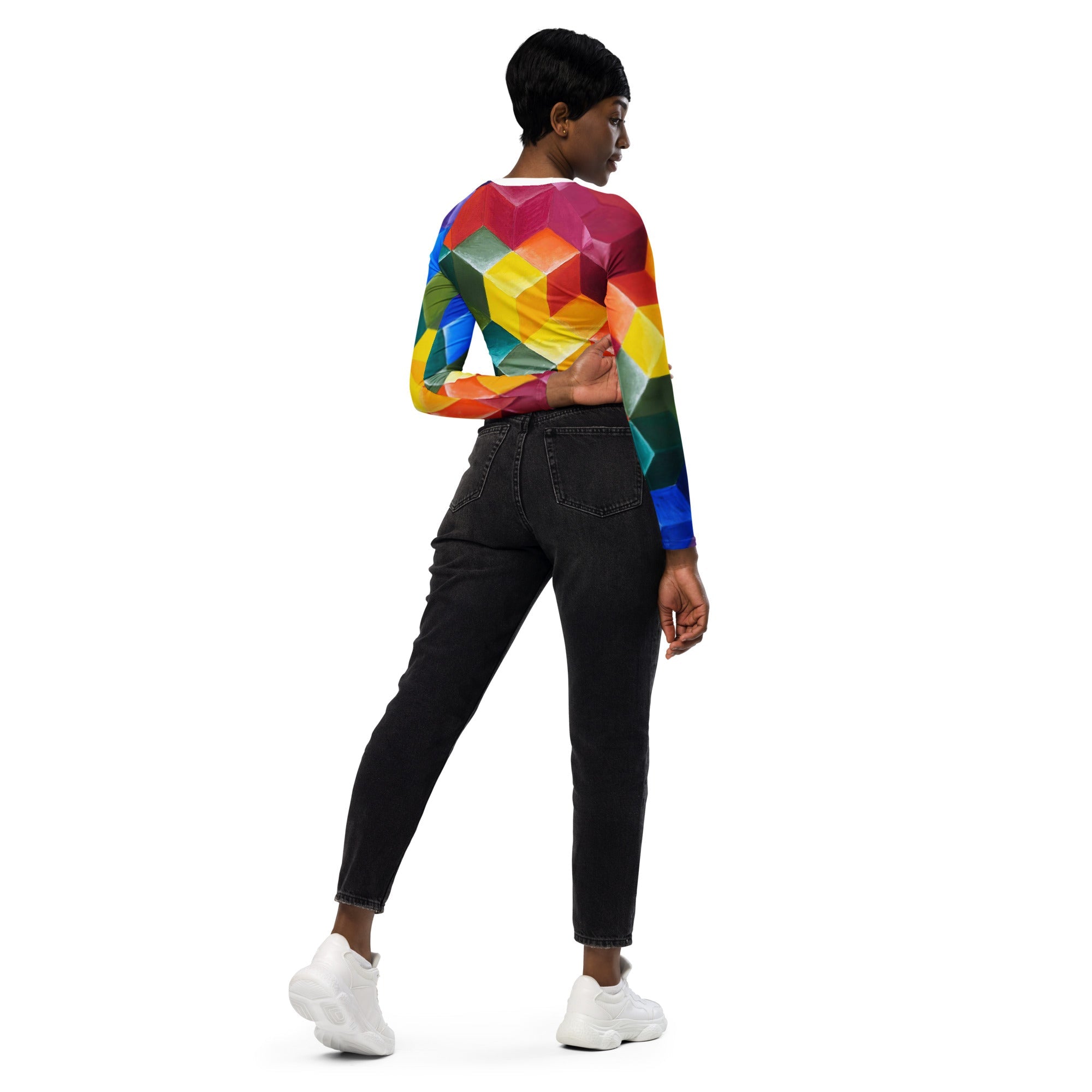 Recycled long-sleeve crop top