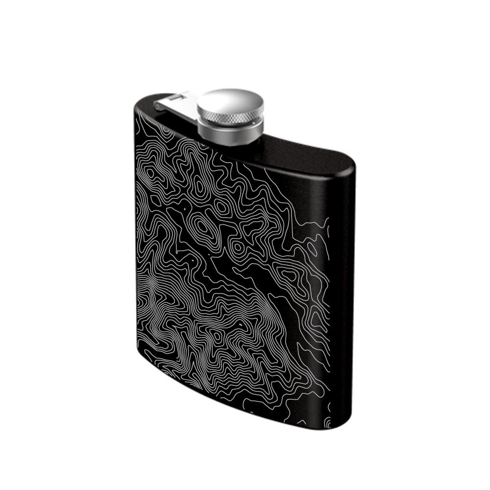 All Trails Stainless Steel Map Engraved Flask | Cyan Castor