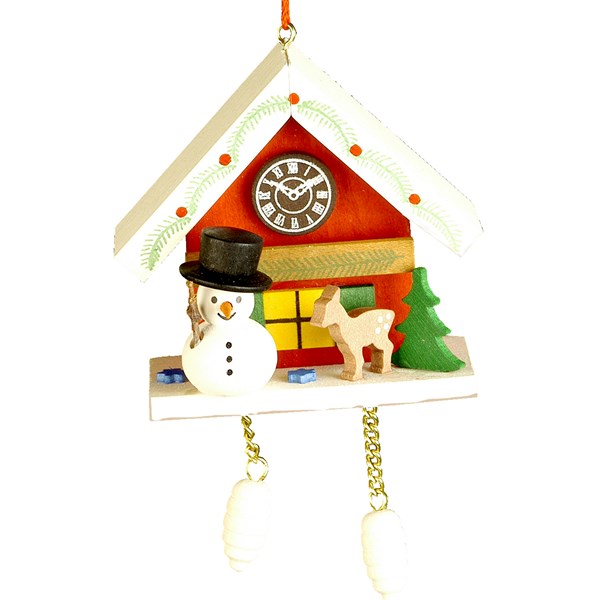 ULBR 10-0468 Christian Ulbricht Ornament - Snowman with Red Cuckoo