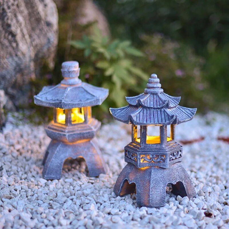 Resin Chinese Pavilion Garden Solar Light