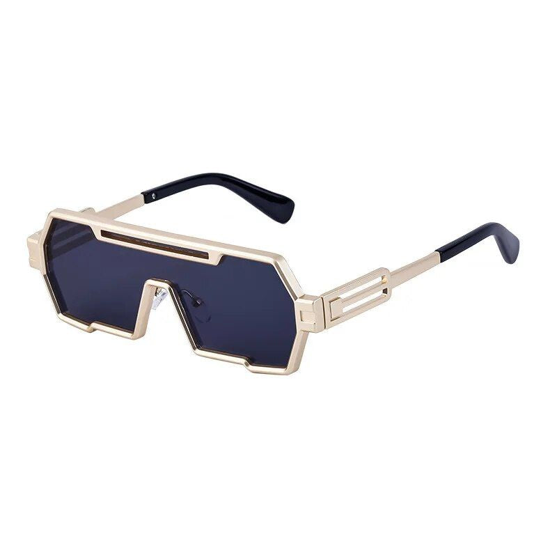 Retro Punk Oversize Sunglasses with UV400 Protection